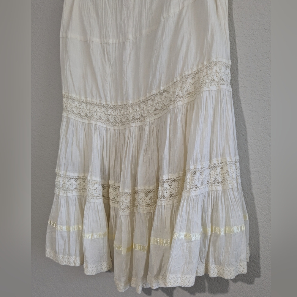 Vintage Frederick's Of Hollywood Tiered Lace Slip Skirt XS Ivory - Picture 9 of 16